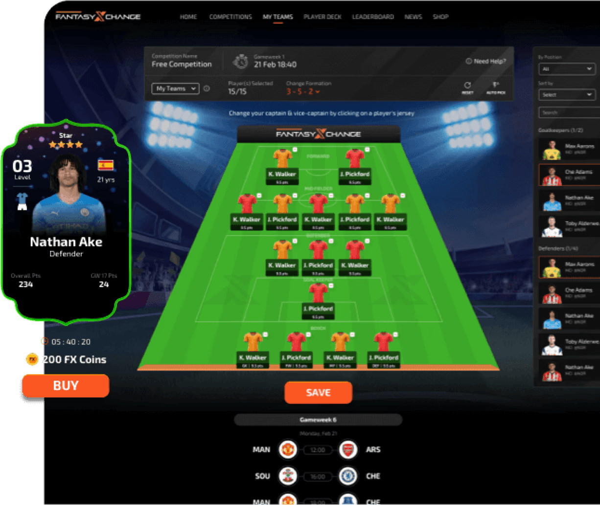Collect player cards, build and manage virtual teams in a never before free-to-play NFT fantasy football game