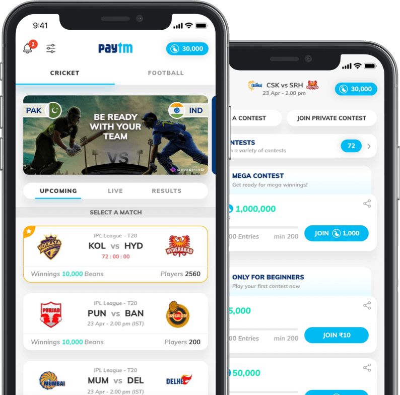 The official fantasy gaming software for India's largest mobile payments and commerce company