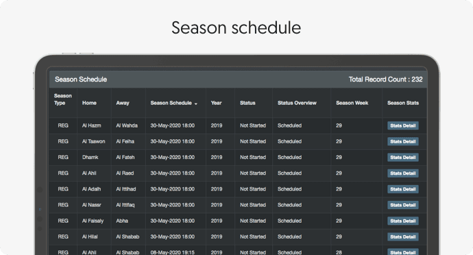 Season schedule