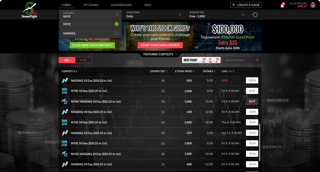 fantasy stock market software development by Vinfotech