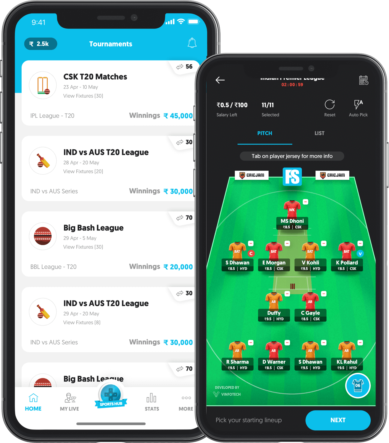 A season-long fantasy sports variant where users draft’s & manages a team for the entire tournament to win developed by Vinfotech