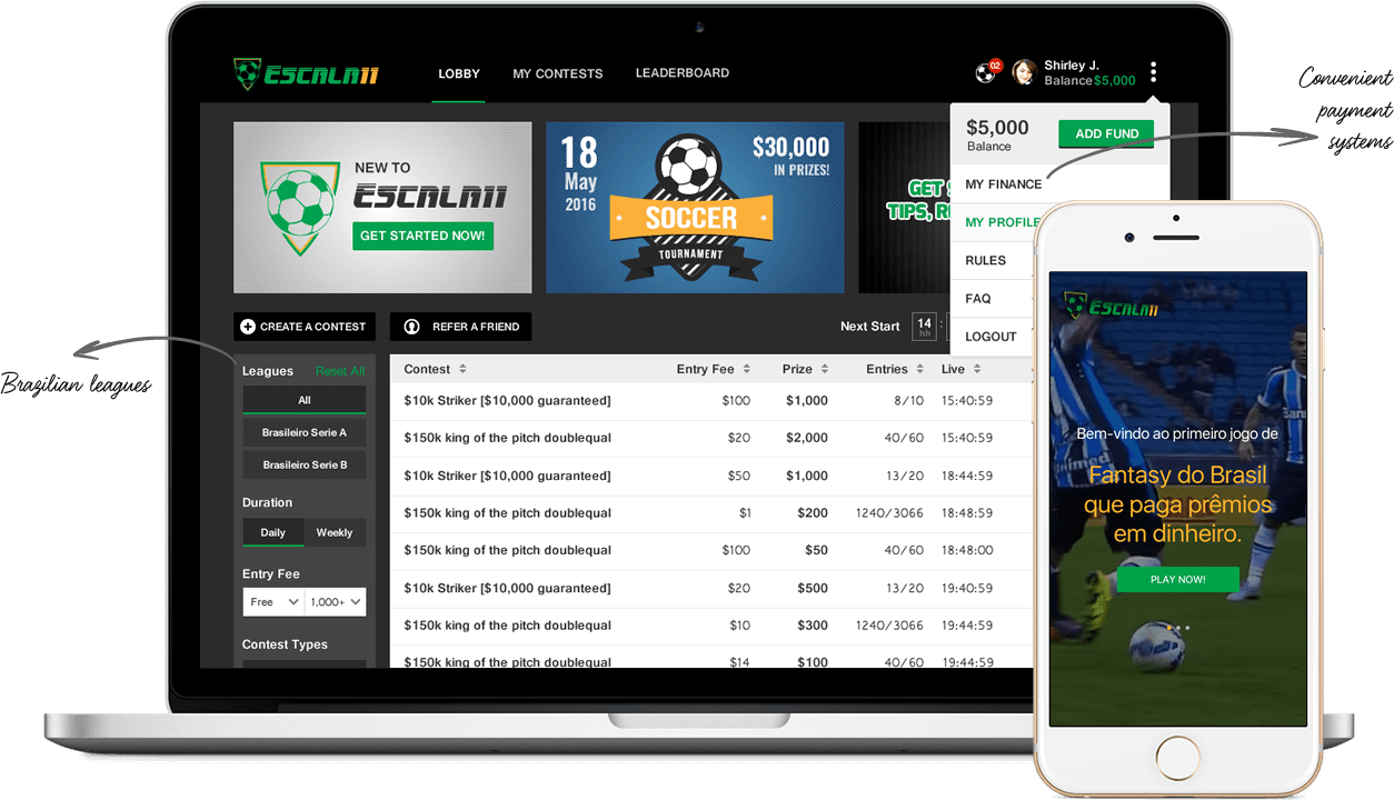 daily fantasy football software development for brazil cup & brazilian series a by Vinfotech