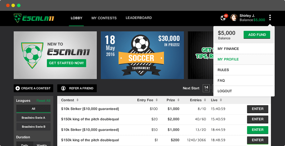 daily fantasy football software development for brazilian fans by Vinfotech