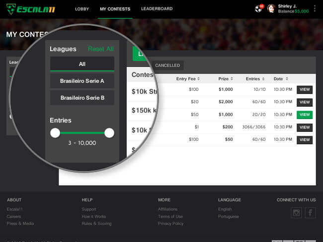 daily football fantasy web design & app development for brazil by Vinfotech