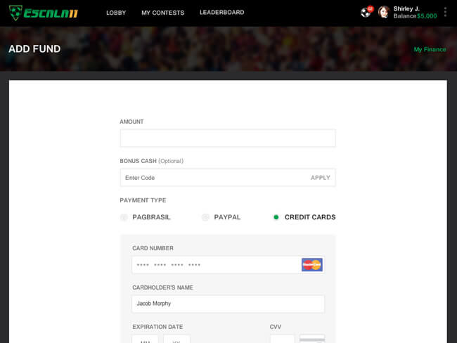daily football fantasy web design for brazil by Vinfotech