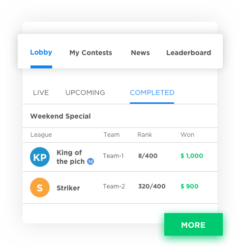 Feature rich fantasy sports website/mobile app design and developed by Vinfotech