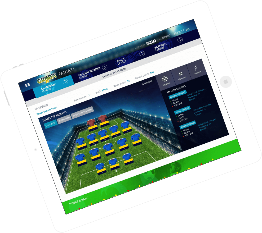 Grinta – Season Long Fantasy Football Software by Vinfotech