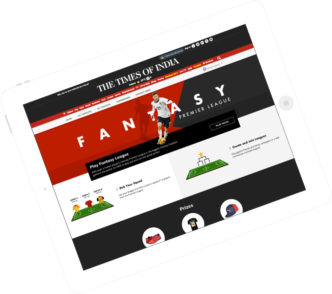 Times of India – Customer Engagement Through Fantasy Sports by Vinfotech
